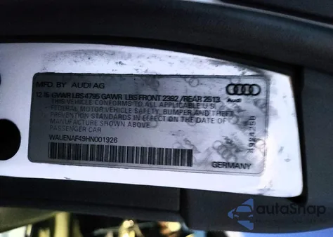 2017 Audi A4 Premium Plus z USA, uszkodzony, nr VIN WAUENAF49HN001926